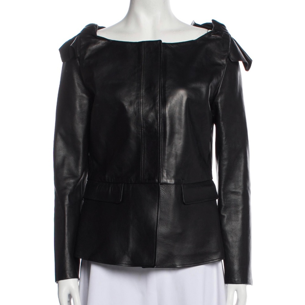 Burberry Prosum Off The Shoulder Leather Jacket